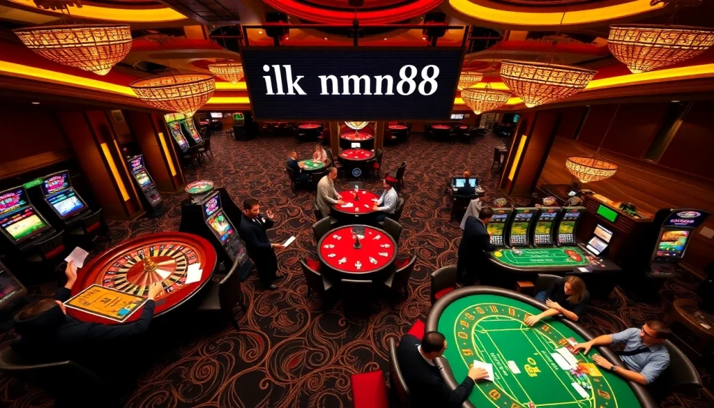 Experience thrilling games at link mm88 with lively players at poker tables and enticing slot machines.